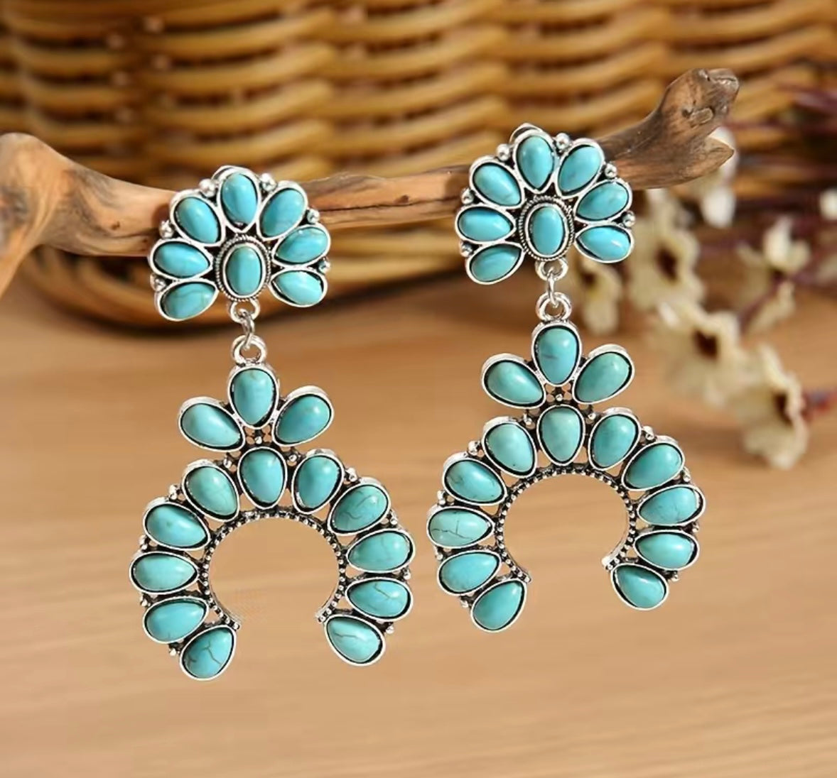 Turquoise Squash Blossom Earrings